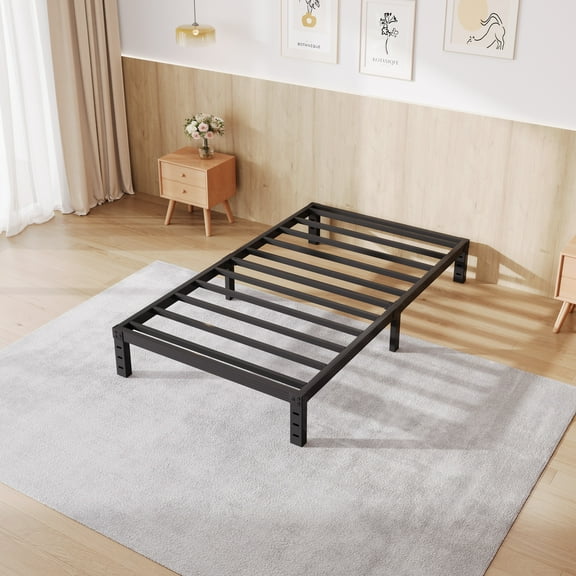 COMASACH 12 inch Twin Bed Frame, Easy Assembly, Heavy Duty Metal Platform, Noise Free, Black