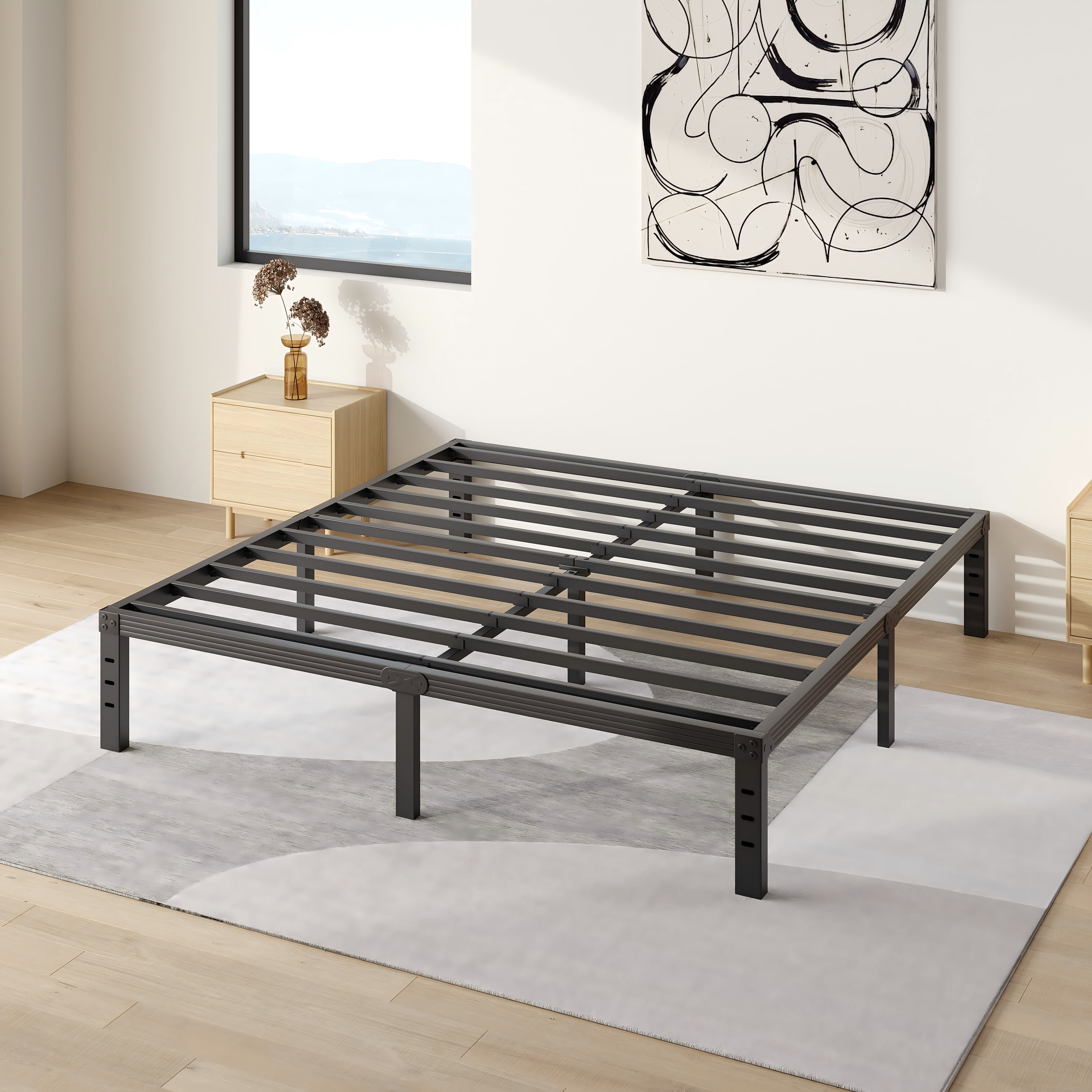 COMASACH 14 inch Full Bed Frame, Easy Assembly, No Box