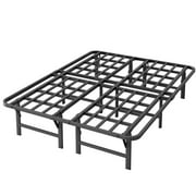 COMASACH Queen Size Foldable Bed Frame,16" High Profile Metal Platform with Easy Setup,Heavy Duty,No Sagging, No Box Spring Needed,Black