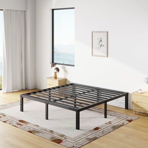 COMASACH 18 inch King Bed Frame, Easy Assembly, Heavy Duty Metal Platform, Noise Free, Black
