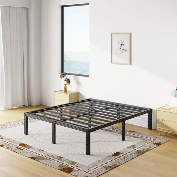 COMASACH 18 inch Queen Bed Frame, Easy Assembly, Heavy Duty Metal Platform, Noise Free, Black