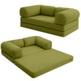 thumbnail image 1 of COMAX Folding Sofa Bed Queen, 4-in-1 Convertible Foldable Floor Couch Futon Sofa with Armrests, Sleeper Mattress Fold Out Chair Bed Comfy Portable Lounge Guest for Living Room Bedroom, Light Green, 1 of 5