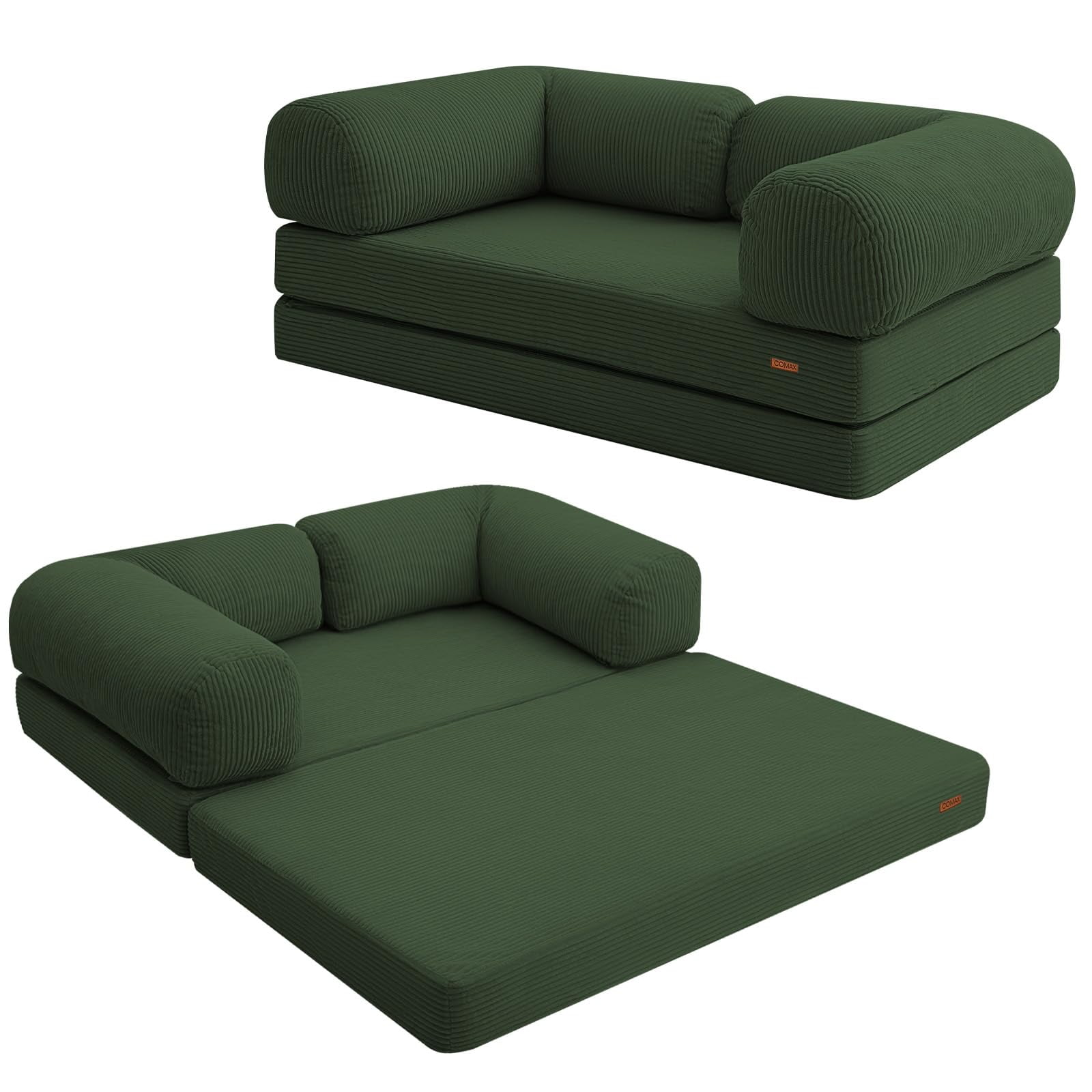 COMAX Divano Letto Futon 4 In 1, Pieghevole Con Braccioli A L, Schiuma Ergonomica, Rivestimento Rimovibile, Blu Scuro - 5