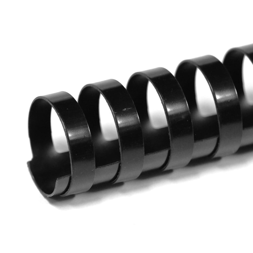 COMB0304-BK - 19 Ring Plastic Comb Binding Spines for 150 Sheet Capacity - 3/4 inch (20mm) x 11in - Black - 100/Bx