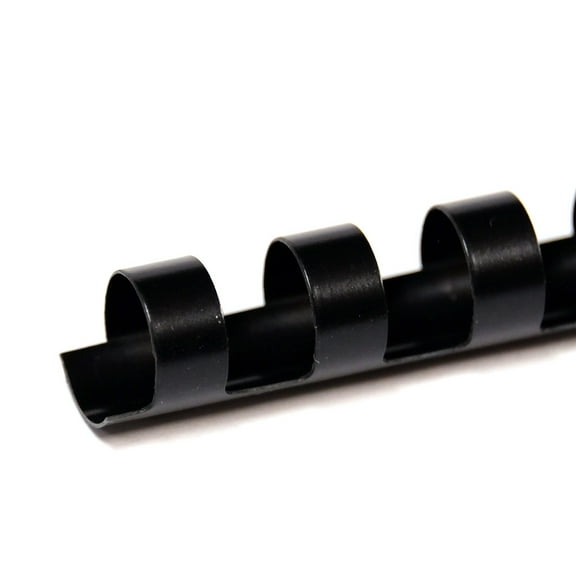COMB0916-BK - 19 Ring Plastic Comb Binding Spines for 105 Sheet Capacity - 9/16 inch (14mm) x 11in - Black - 100/Bx