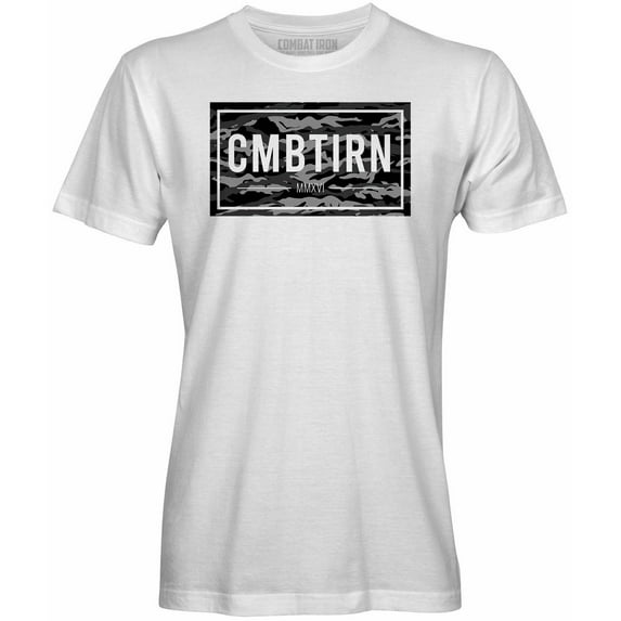 COMBAT IRON APPAREL™ CMBTIRN Original Tiger Stripe Blackout Edition Men's T-Shirt S / WHITE