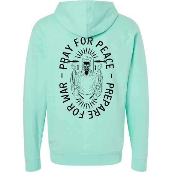 Combat Iron Apparel™ Pray For Peace. Prepare For War. Men's Midweight Hoodie L / Mint