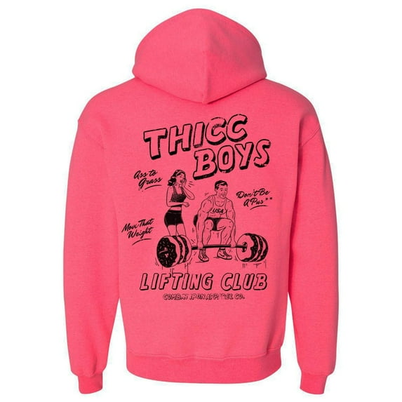 Combat Iron Apparel™ Thicc Boys Lifting Club Men's Fleece Lined Hoodie Xl / Pink