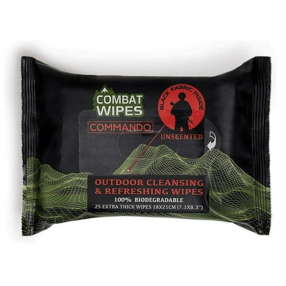 COMBAT WIPES Commando Dark Biodegradable wet wipes (2 Pack)