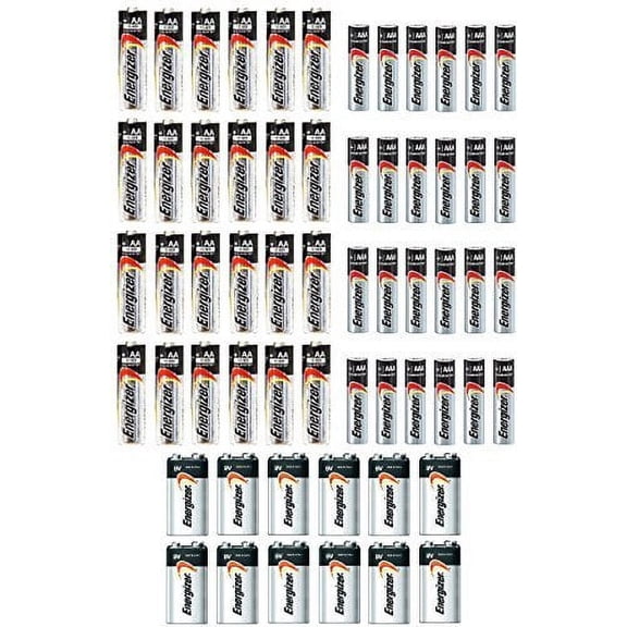 COMBO 24x AA + 24x AAA + 12x 9v Energizer Max Alkaline E91/E92/E522 Batteries Made in USA Exp. 2023 or Later for AA and AAA ((Bulk Packaging), and 5 Years Shelf Life for 9v Batteries