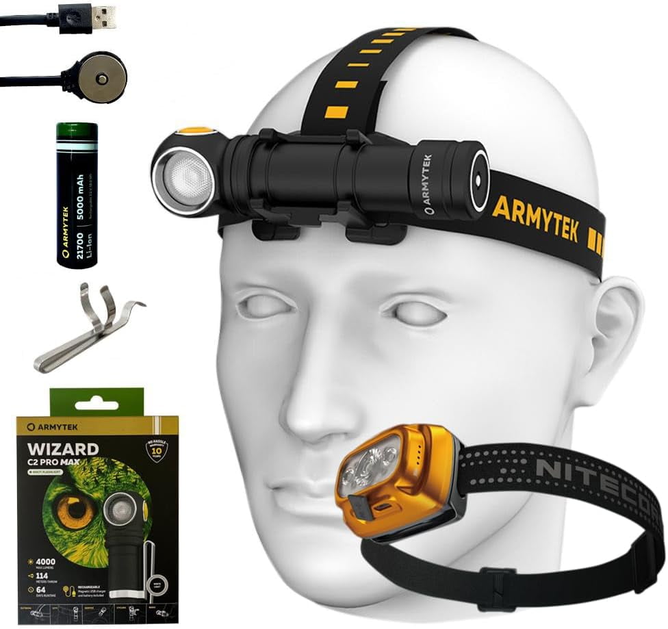 Rechargeable White LED Water Resistant Headlamp with USB Cable