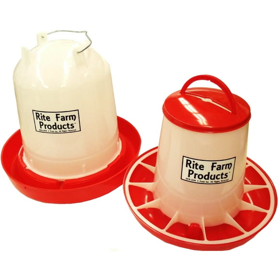 COMBO LARGE RITE FARM PRODUCTS 2.6 GAL & 13.2LB WATERER & FEEDER CHICKEN POULTRY