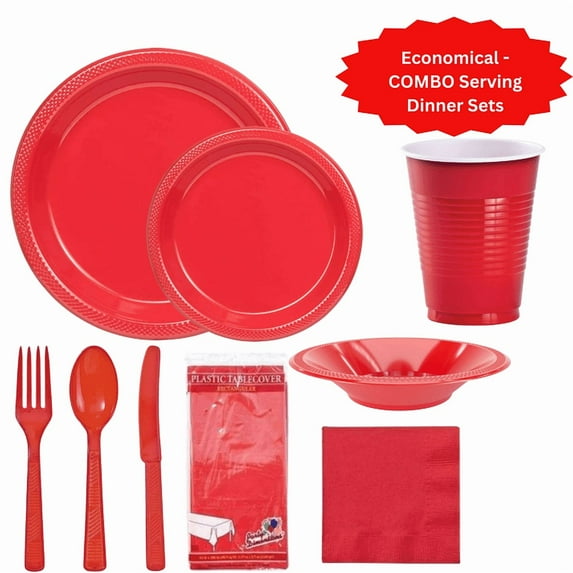 COMBO-PARTY SET: GOLD -1676 PCS Complete Disposable Dining Solution for Your Event: 200-Servings