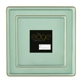 thumbnail image 1 of COMBO SET The Edge Collection 10.75" & 7.75" Square Transparent Green With Gold Rim Plastic Dinnerware:20CT, 1 of 5