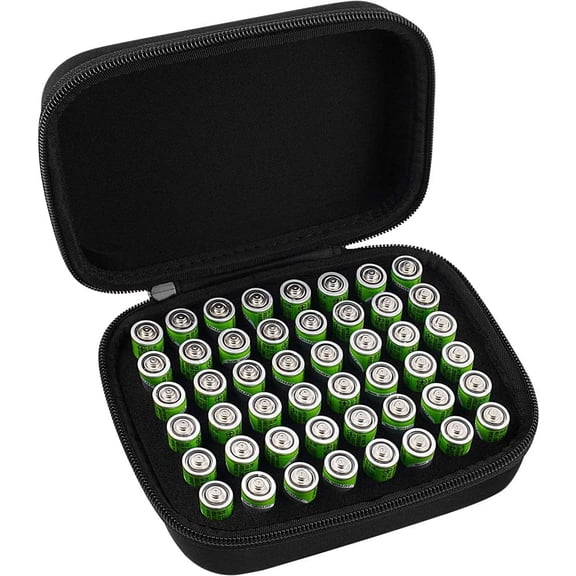 COMECASE Hard Battery Organizer Storage Box Carrying Case Bag - Holds 48 Batteries AA [ Not Include Tester and Accessories ]