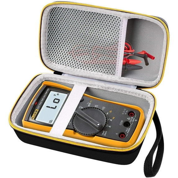 Multimeter Case for Fluke 117/ 115/ 116 Digital Multimeters, Protective Carrying Storage Bag with Accessories Mesh Pocket-Black