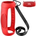 thumbnail image 1 of Silicone Case Cover for JBL Charge 5 Waterproof Portable Bluetooth Speaker with Shoulder Strap and Carabiner - Red, 1 of 7