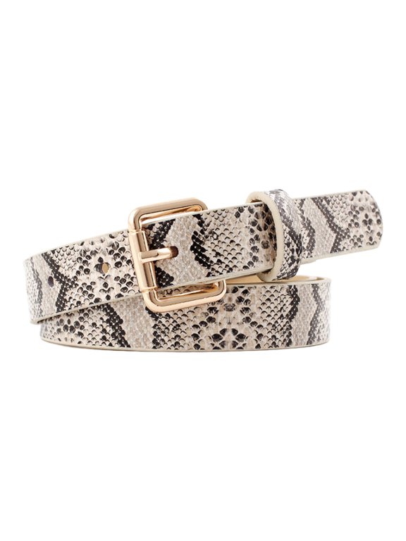 All-match Belt,Women Men Waist Strap Retro Buckle Snake Pattern PU-leather Belt All-match Coat Ladies Wide Formal Waistband