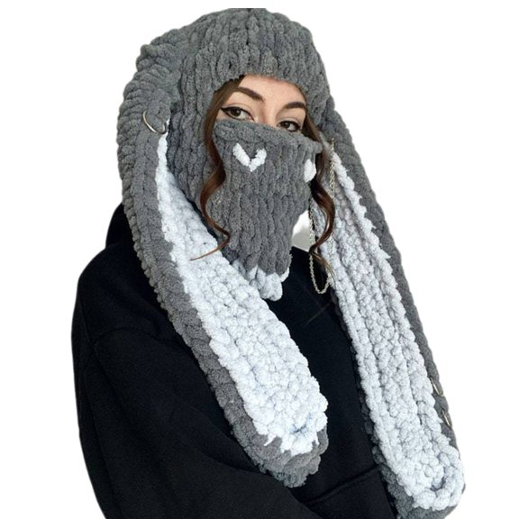 COMEET Beanie Hat, Bear Hat Devil Horn Photo Props New Year Thick Halloween Hat Adults Kids Knitted Chenille Yarn Handmade