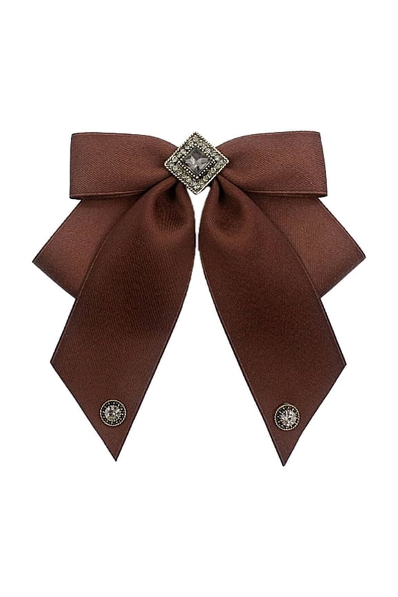 Bows Tie, Coffee Brown Necktie Fashion School Uniform Bows Tie Solid Color Necktie for Women's Shirt