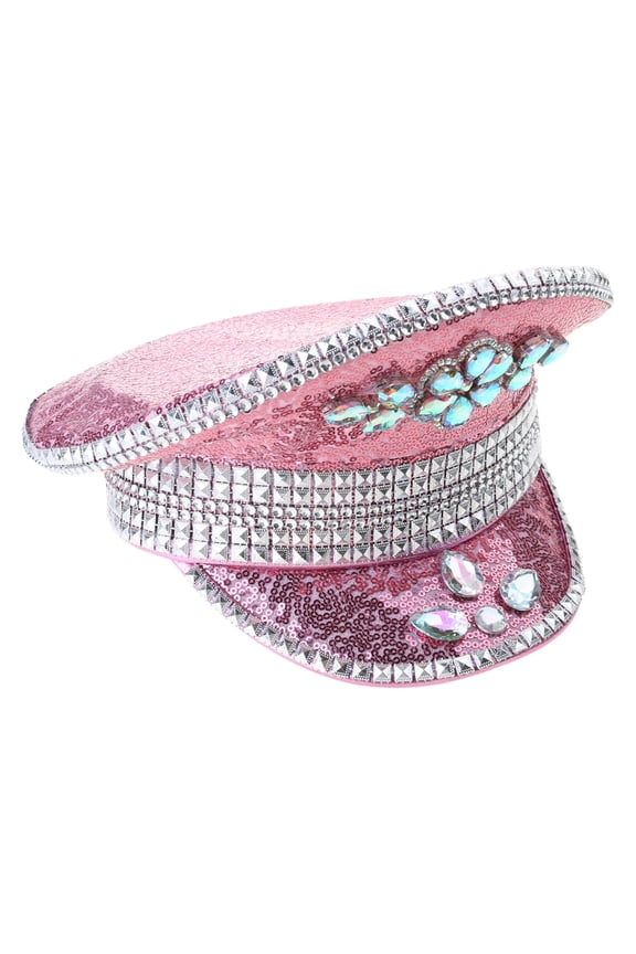 Bride Hat, Gleaming Bride Hat Pearls Captain Hat Encrusted Rhinestones and Delicate BRIDE Diamond-studded Hand Beading Hat