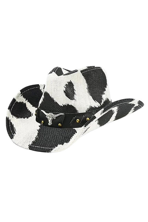 Cow Pattern Hat, Cow Pattern Hat Women Funny Hat Autumn and Winter Fedoras Hat with Lanyard Fancy Dress for Beach Dress Up Birthday