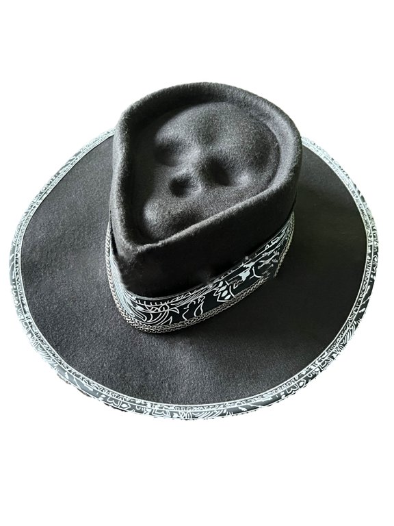 Cowboy Hat, Adult Halloween Skull and Death Pattern Hat for Woman Western Hat Model Show Halloween Cosplay Party