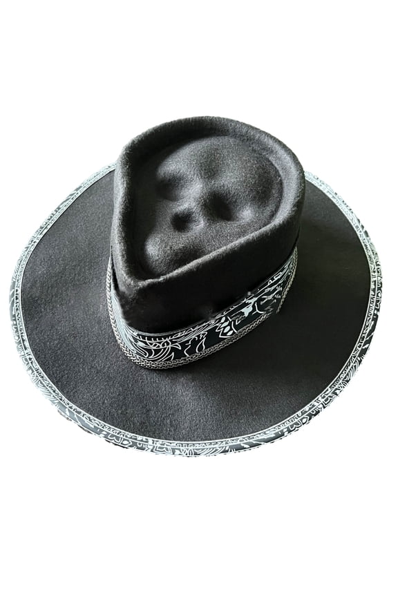 Cowboy Hat, Adult Halloween Skull and Death Pattern Hat for Woman Western Hat Model Show Halloween Cosplay Party