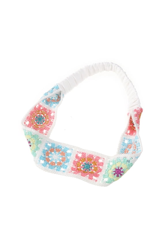 Crochet Hairband, Flower Pattern Crochet Turban Hot Girls Elastic Hair Scarf Hollow Headband for Women Fashion Taking Photo Hair Accessory