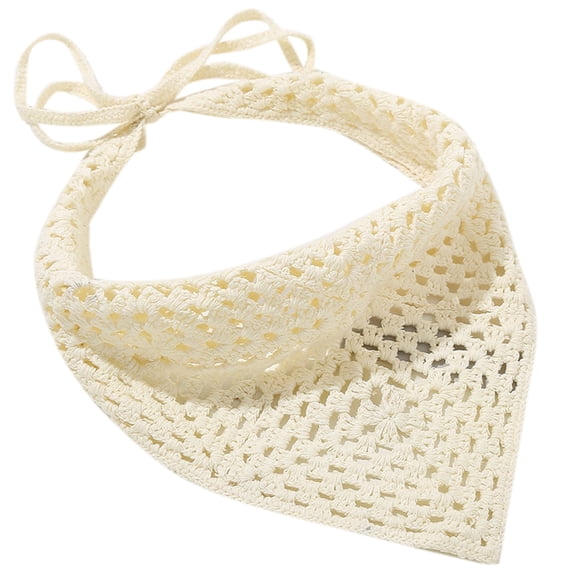 COMEET Crocheted Headscarf, Knitted Headband for Women Stretch Turban Solid Color Crocheted Ethnic Tie Head Wrap Headband