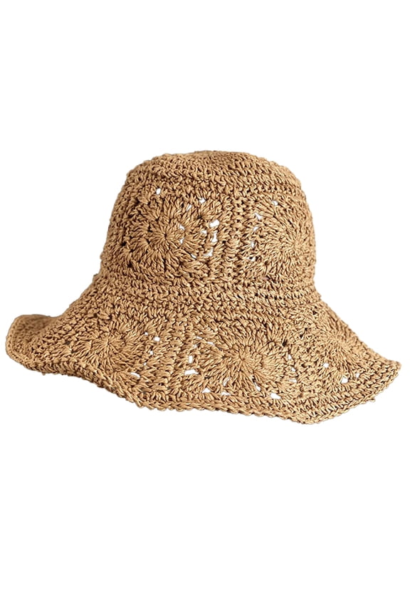 Fisherman Hat,Handmade Straw Hat Crocheted Sunshade Bucket Hat for Women Dress-up Party Floppy Bucket Hat for Camping