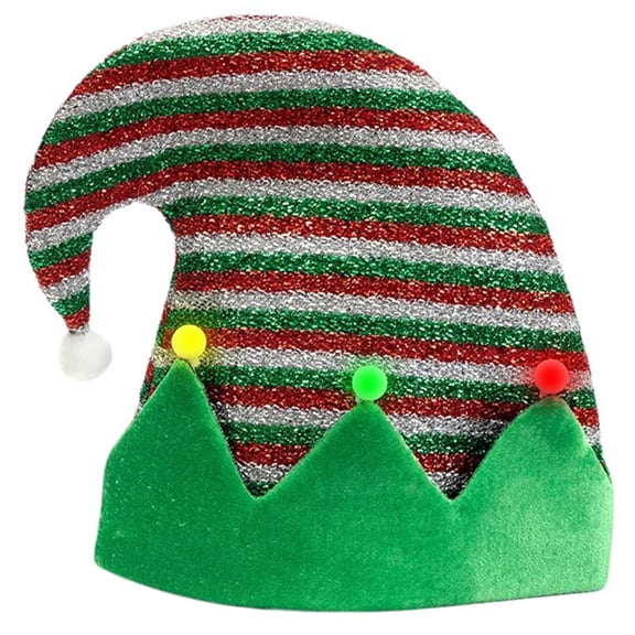 COMEET Hat Wear, Cheerful Elves Hat with Pompoms Unisex Caps Hat Slouch Christmas Headwear Baggy Hat Slouch Caps Mischievous Elves