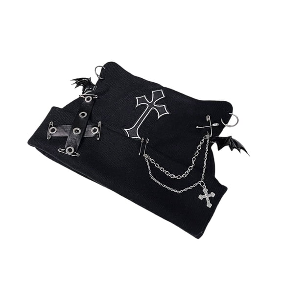COMEET Hat Wear, Skull Hat for Halloween Cosplay Bat Wing Hat with Crosses Hat Pullover Cosplay Hat Kitten Skull Caps 2000s Photo Props