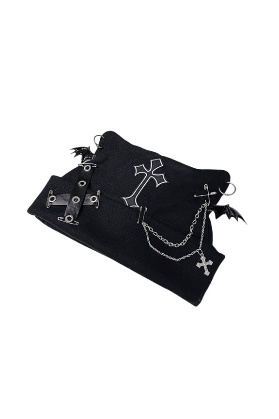 Hat Wear, Skull Hat for Halloween Cosplay Bat Wing Hat with Crosses Hat Pullover Cosplay Hat Kitten Skull Caps 2000s Photo Props