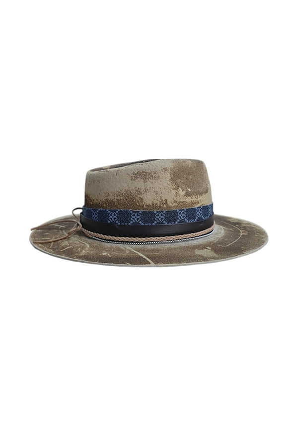 Hat Wear, Wool Fedoras Homburg Panama Hat Exotic Maillard for Women Men Photo Props Western for Men Women Unisex Wear Headwear