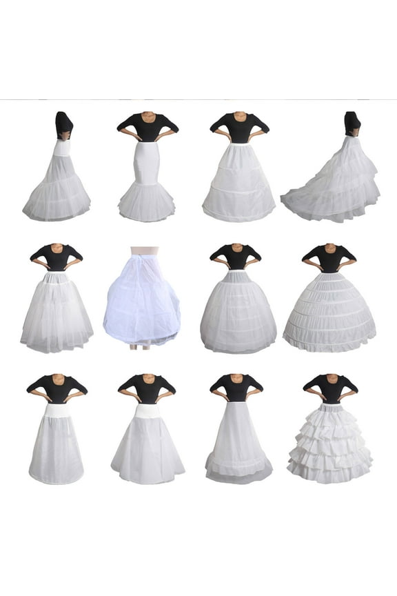 Hoop Slips, Crinoline Underskirt Petticoat Floor Length for Women Bridal Dress Vintage Gown White Hoop Skirt Multiple Styles