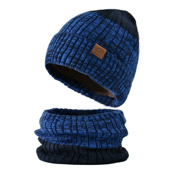 COMEET Knitted Hat&Scarf, Women Men Winter Hats Color Matching and Bib Thick Knitted Soft Warm Slouchy Ski Ear for