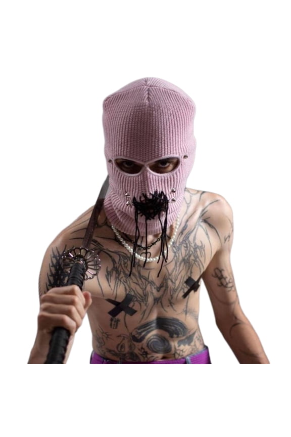 Knittinf Hat, Halloween Knit Scary Teeth Robber Head Covering Party Holiday Winter Warm Hat Full-Head