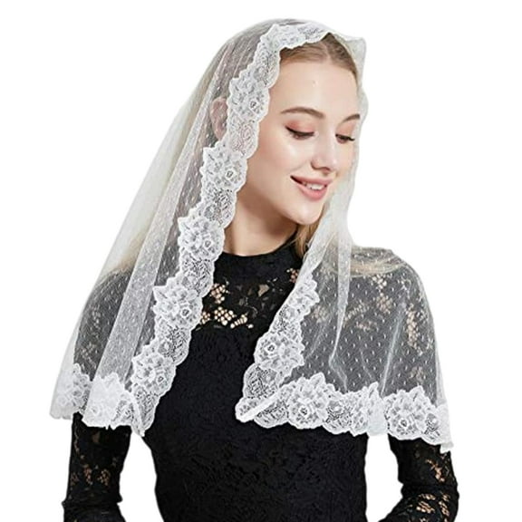 COMEET Mantilla Veils, Catholic Mantilla Veils Embroidered Mass Veils Religious Prayer Veils Elegant for Catholic Prayers
