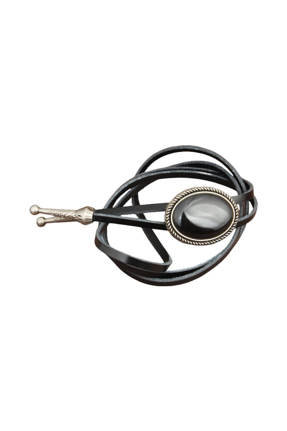 Men Necktie, Unisex Vintage Oval Shape Stone Pendant Bolotie Western Faux Leather Rope Necktie Jewelry Shirt Collar Chain Necklace