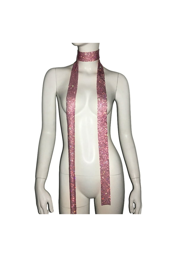 Nightclub Neckwear, Sparkling Scarf for Women Chain Collar Full Rhinestones Nightclub Party Raves Costume Crystal Choker
