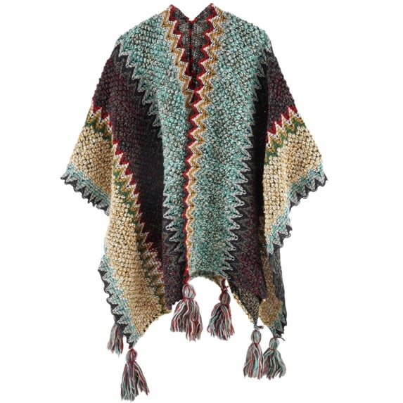 COMEET Pashmina Shawl, Elegant Open Front Warm Poncho Shawl Knit Wrap for Women Soft Warm Stylish Oversized Scarf Wrap Tassels