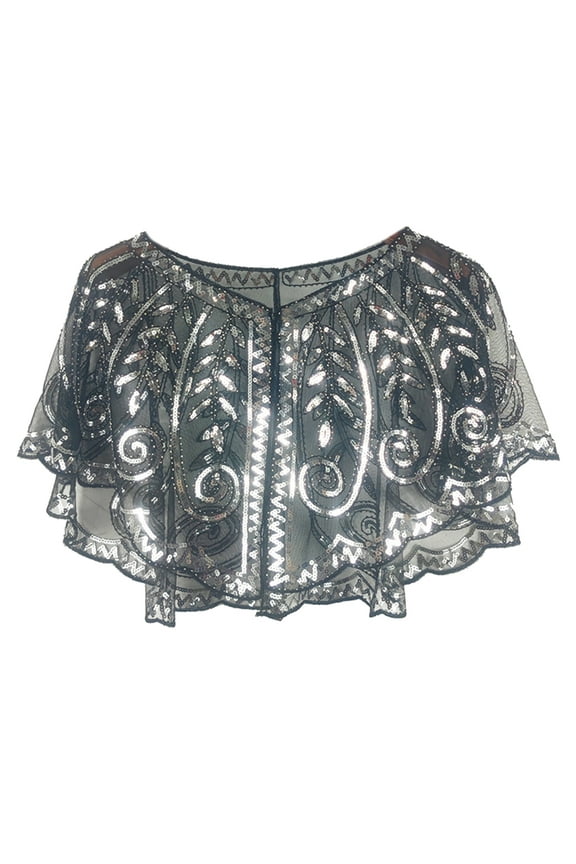Sequins Shawl, Women's Sequins Shawl Vintage Flapper Evening Shawl Sheer Meshes Shawl for Parties and Weddings