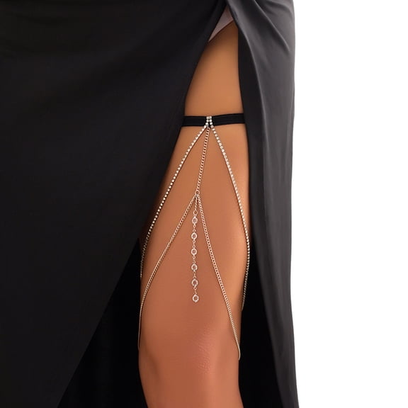 COMEET Thigh Chain, Girls Leg Chain Multiple Type Thigh Chains Elastic Body Chain Nightclub Body Accessory for Woman Girls