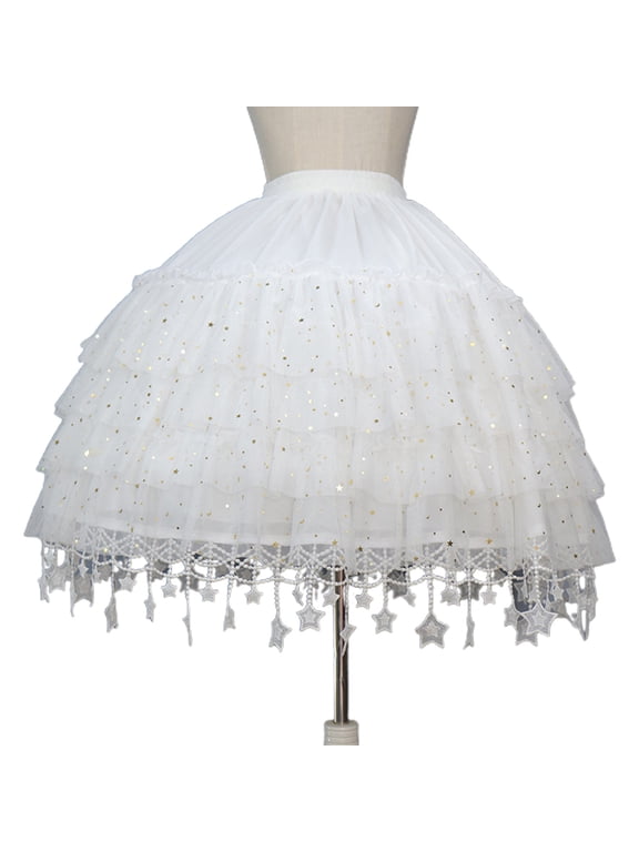 Underskirt with Hoop, Crinoline Underskirt White Petticoat Cage Short Length Bridal Dress Vintage Gown Slip for Women 2