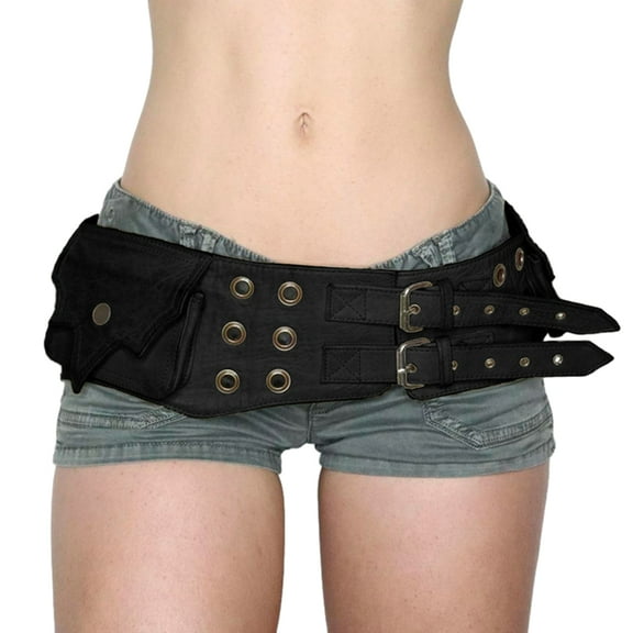 COMEET Waist Belt, Adjustable Double Pin Buckle Belt Fashion Belt with Waist Bag Teens Man Outdoor Sports Waist Belt