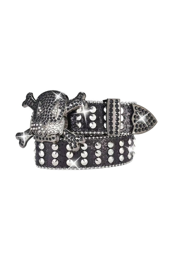 Waist Belt, Elegant Waist Belt Studded Skull for Street Dance Jean Belt Punk Waist Chain Blingbling Rhinestones