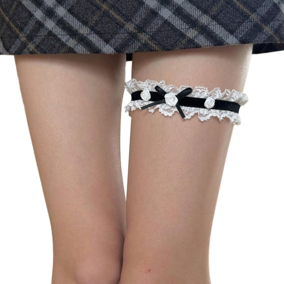 COMEET Waist Belt, Thigh Garter Rosette Bows Rose Leg Garter Adjustable Cosplay Accessory Thigh Chain Comfortable Fashion Legwear