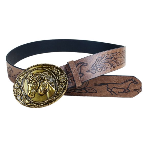 COMEET Waist Belt, Waist Belt Punk Chain Western Belt Carved Horse Buckle Retro Floral Buckle Waist Chain Belt