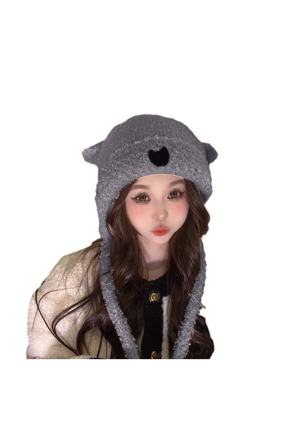 Winter Hat, Oversized Bear Hat Brim Photo Props New Year Thick Winter Hat Adults Kids Furry Bear Ears Photo Props